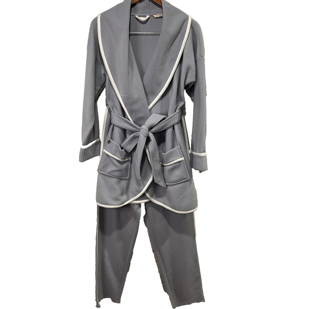 Soft Surroundings Gray Fleece Lounge Set Jacket L & Pull On Pants M